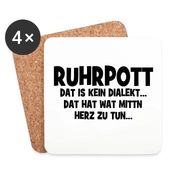 Ruhrpott - Dat hat wat mittn Herz zu tun - Untersetzer (4er-Set) - Weiß - Vorne