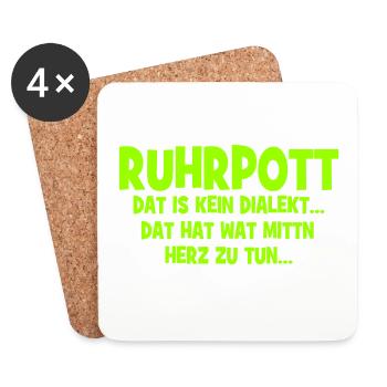 Ruhrpott - Dat hat wat mittn Herz zu tun - Untersetzer (4er-Set) - Weiß - Vorne