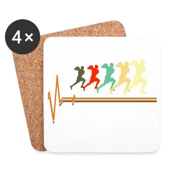 Basketball Heartbeat EKG Lustiger Retro-Basketball-Spieler - Untersetzer (4er-Set) - Weiß - Vorne