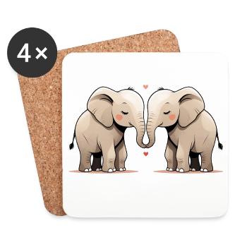 Elefantenherz Trunkfreundschaft - Untersetzer (4er-Set) - Weiß - Vorne