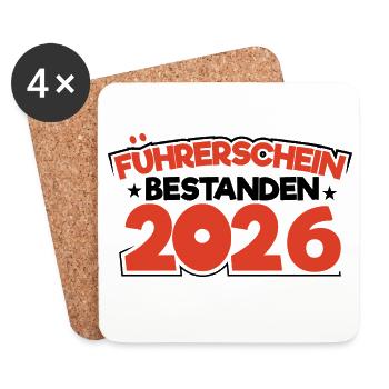 Führerschein 2026 Fahrprüfung Führerscheinprüfung - Untersetzer (4er-Set) - Weiß - Vorne