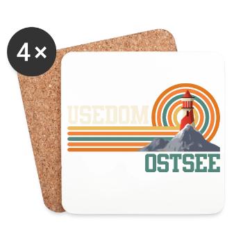 Island USEDOM BALTIC SEA Holiday Lighthouse Funny - Coasters (set of 4) - white - Front