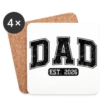 Papa est en 2026 Nouveau Papa Papa sera la fête des pères en 2026 - Dessous de verre (lot de 4) - blanc - Devant