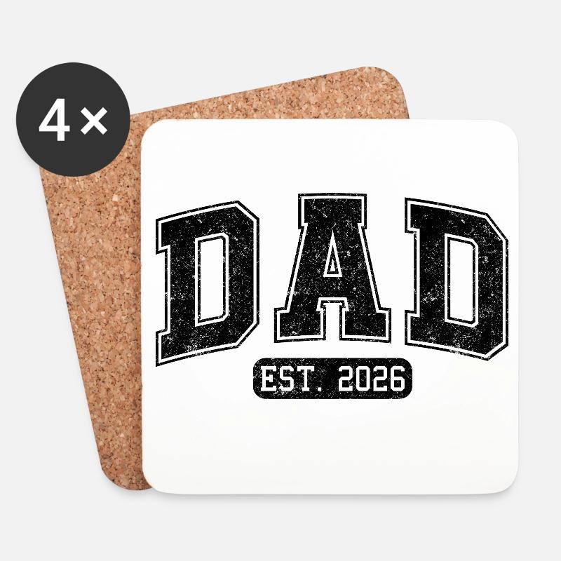 Dad Est 2026 Neuer Papa Vater wird 2026 Vatertag - Untersetzer (4er-Set) - Weiß