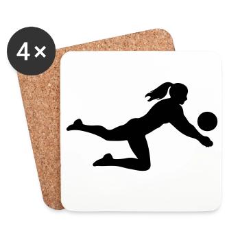 Silhouette de volley-ball - Dessous de verre (lot de 4) - blanc - Devant