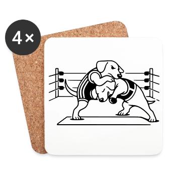 wrestling dog hund - Untersetzer (4er-Set) - Weiß - Vorne
