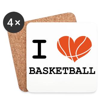 J'aime le basketball - Dessous de verre (lot de 4) - blanc - Devant