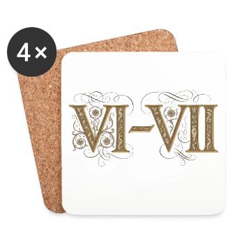 6 and 7: VI–VII Ornamental Roman numerals - Coasters (set of 4) - white - Front