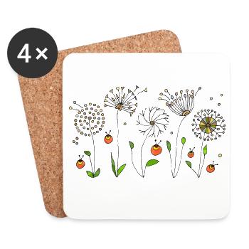 Blumen - Untersetzer (4er-Set) - Weiß - Vorne