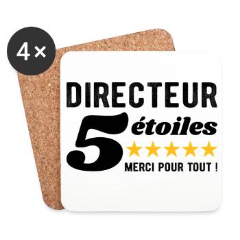 Cadeau Directeur 5 Étoiles - Merci pour tout ! - Dessous de verre (lot de 4) - blanc - Devant
