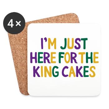 Je suis juste là pour le mardi Gras des King Cakes - Dessous de verre (lot de 4) - blanc - Devant