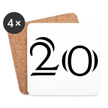 20. 20 ANS. 20e ANNIVERSAIRE. ANNIVERSAIRE 20 ANS. - Dessous de verre (lot de 4) - blanc - Devant