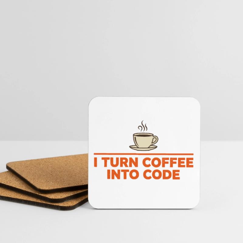 I Turn Coffee Into Code – Programmer Retro Coasters (set of 4)