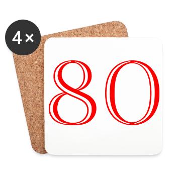 80. 80 YEARS. 80th ANNIVERSARY. 80 YEARS ANNIVERSARY. - Coasters (set of 4) - white - Front