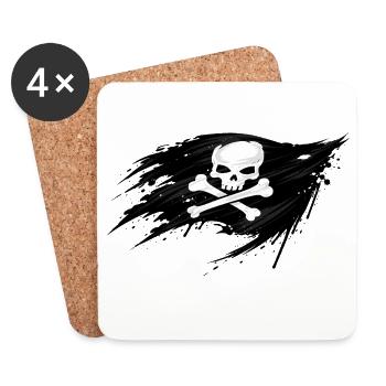 Skull Flag – Pirate Symbol - Coasters (set of 4) - white - Front