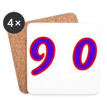 90. 90 ANS. 90e ANNIVERSAIRE. ANNIVERSAIRE 90 ANS. - Dessous de verre (lot de 4) - blanc - Devant