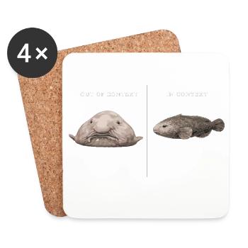 Blobfish Out Of Context vs In Context Comparison - Coasters (set of 4) - white - Front