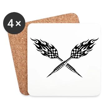 Dartpfeil Flamme Darts Symbol - Untersetzer (4er-Set) - Weiß - Vorne