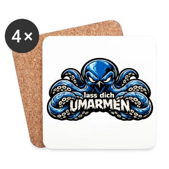 Umarmender Kraken mit Humor: Lass dich umarmen - Untersetzer (4er-Set) - Weiß - Vorne