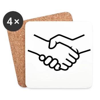 Poignée de main Travail d’équipe - Dessous de verre (lot de 4) - blanc - Devant