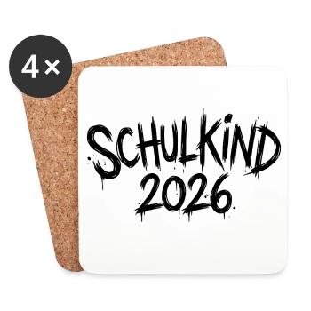 Schulkind 2026 - Untersetzer (4er-Set) - Weiß - Vorne