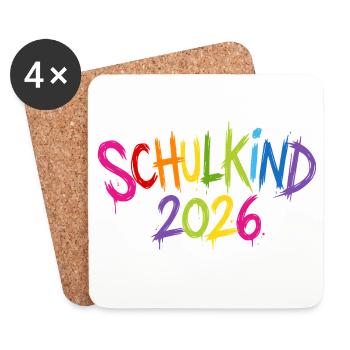 Schulkind 2026 - Untersetzer (4er-Set) - Weiß - Vorne