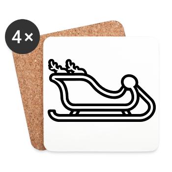 traîneau du Père Noël - Dessous de verre (lot de 4) - blanc - Devant