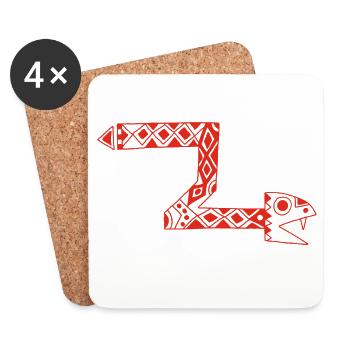 Serpent totem rouge - Dessous de verre (lot de 4) - blanc - Devant