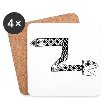 Serpent totem noir - Dessous de verre (lot de 4) - blanc - Devant