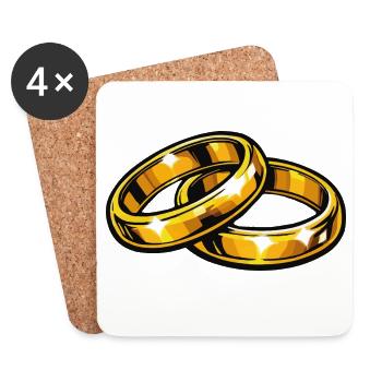 Anneaux de mariage en or Symbole de l’Éternité - Dessous de verre (lot de 4) - blanc - Devant