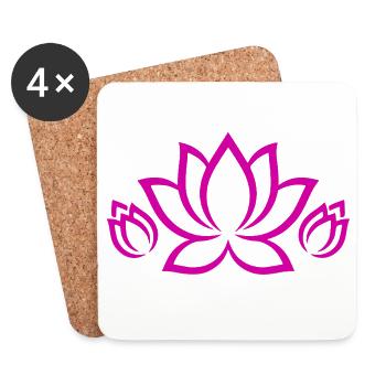 Lotus Flower Symbol Meditation Yogis Shirt Sticker - Coasters (set of 4) - white - Front