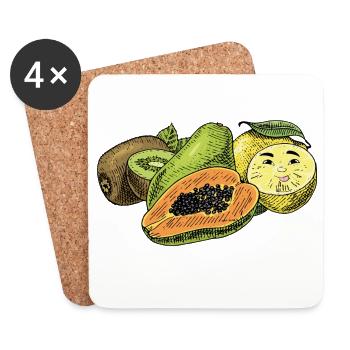  Früchte Obst - Untersetzer (4er-Set) - Weiß - Vorne