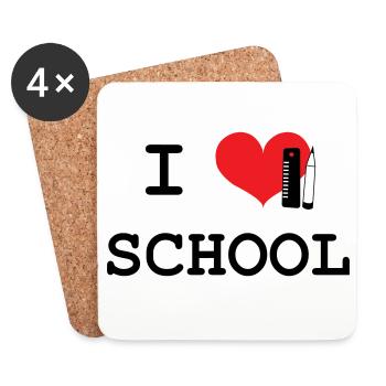 I Love School: Ikonisches Black Love School Muster - Untersetzer (4er-Set) - Weiß - Vorne