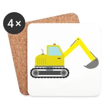 Bagger - Untersetzer (4er-Set) - Weiß - Vorne