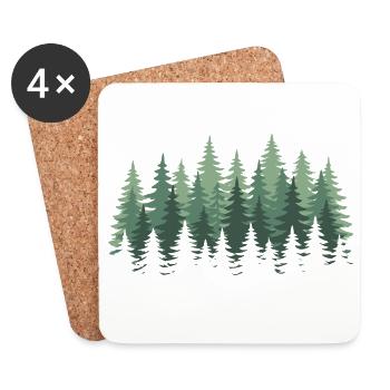 Forêt Nature Arbres Nature Nature Amoureux de la nature - Dessous de verre (lot de 4) - blanc - Devant