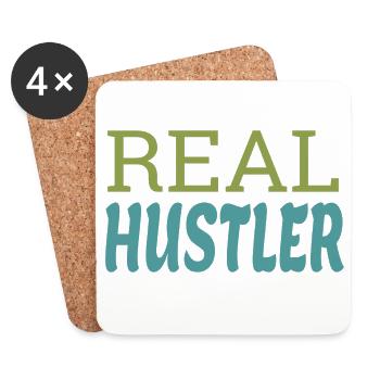 Real Hustler Motivational Entrepreneur Quote Art - Untersetzer (4er-Set) - Weiß - Vorne