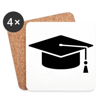 Graduation Cap Absolvent Logo - Untersetzer (4er-Set) - Weiß - Vorne