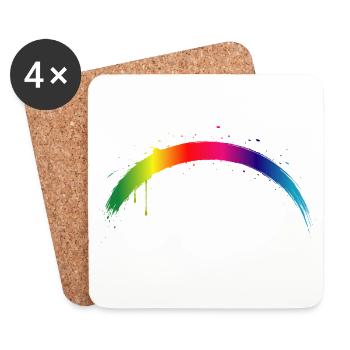 Regenbogen Bogen Farbverlauf Splash Kunst - Untersetzer (4er-Set) - Weiß - Vorne