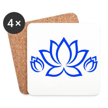 Motif floral bleu pour femmes et filles - Dessous de verre (lot de 4) - blanc - Devant