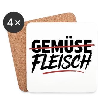  Gemüse Durchgestrichen Fleisch Unterstrichen - Untersetzer (4er-Set) - Weiß - Vorne