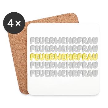 Geschenk für Feuerwehrfrau - Untersetzer (4er-Set) - Weiß - Vorne