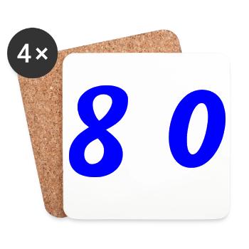 80. 80 ANS. 80e ANNIVERSAIRE. ANNIVERSAIRE 80 ANS. - Dessous de verre (lot de 4) - blanc - Devant