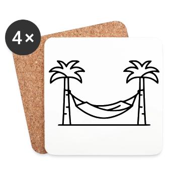 Plan des vacances des palmiers Hammock - Dessous de verre (lot de 4) - blanc - Devant