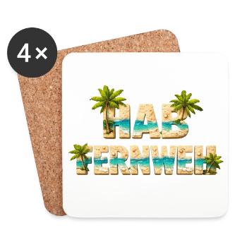 Hab Fernweh – Strand, Insel und Palmen - Untersetzer (4er-Set) - Weiß - Vorne