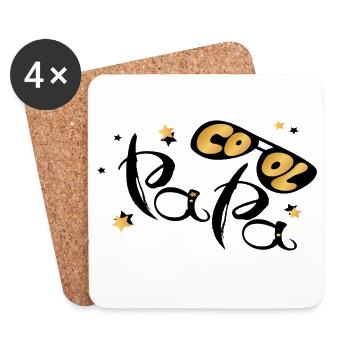 Papa cool - Dessous de verre (lot de 4) - blanc - Devant