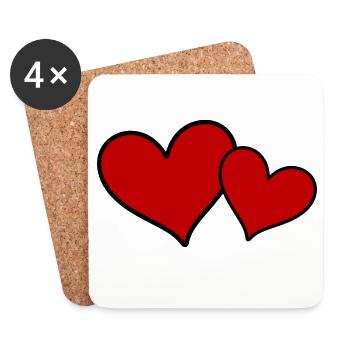 Hearts Symbol Love - Coasters (set of 4) - white - Front