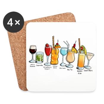 Bunte Cocktailvielfalt Tropenbar - Untersetzer (4er-Set) - Weiß - Vorne
