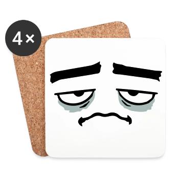 Grumpy sad disappointed face funny - Coasters (set of 4) - white - Front