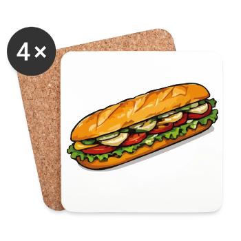 Frischer Sandwich Blickfang - Untersetzer (4er-Set) - Weiß - Vorne