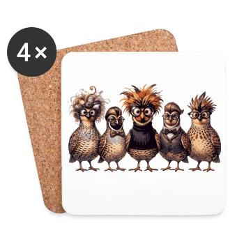 Cool Quail Gang | Funny poultry with glasses - Coasters (set of 4) - white - Front